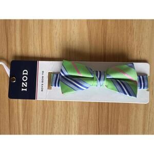 IZOD Boys Adjustable Bow Tie Green Blue Pink Stripes NWT
